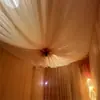 Espacio curativo cortina de gasa techo atmósfera espacio romántico flor de onda tirada techo sala privada salón de belleza decoración suave sala privada