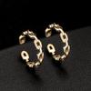 Estilo japonês e coreano 14K ouro brincos cor zircão clipe brincos simples orelha furos orelha dupla orelha fivela em forma de brincos em forma de C para as mulheres