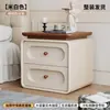 Mesita de Noche de Segunda Mano para Dormitorio del Hogar 2026 Venta Caliente Color Crema Lujo Ligero Gama Alta Madera Maciza Pequeño Armario de Almacenamiento de Mesita de Noche