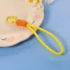 Pin Frijol Tejido a Mano Corto Lanyard para Llaves Llavero de Muñeca Simple Colgante de Bolsa de Color Material Accesorios