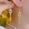 Pendientes Geométricos de Diamante Largos con Borlas Simples Personalidad Completo Diamante Nuevos Pendientes Atmosféricos de Gama Alta para Mujer