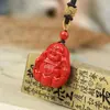 Colgante de Loto de Cinabrio Crudo Buda Sonriente Maitreya Collar del Año Zodiacal Rojo Imperial para Hombres y Mujeres Joyería de Regalo Venta al por Mayor