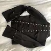 Transfronterizo 2025 Asimétrico Irregular Europeo y Americano Sexy Chica Caliente Color Sólido Botón Ajustado Medio Cuello Alto Manga Larga Top para Mujer