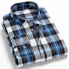 [Todo o algodão] Lixamento xadrez camisa de manga comprida primavera e outono jovem e de meia-idade polegada camisa de algodão moda tendência roupas masculinas