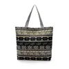 Bolsa feminina portátil de grande capacidade estilo étnico bolsa de ombro de lona com estampa de desenho animado estilo coreano bolsa de compras simples de um lado