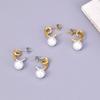 Pendientes de perla para mujer E94 red social con color retro noble y elegante de acero inoxidable 18K, juego de color amor