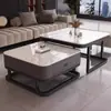 Mesa de centro quadrada, design minimalista moderno, adequada para salas de estar, apartamentos pequenos e espaços da moda; apresenta uma mesa lateral de vidro temperado