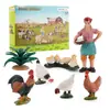 Simulação Transfronteiriça Mini Fazenda Aves Galinha Pato Ganso Vaca Ouro Animal Pequeno Modelo em Miniatura Ornamentos de Mesa de Areia Atacado