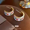 Pendientes Vintage de Segunda Mano Aguja de Plata Plisado Corazón Rojo Pendientes de Metal Pendientes Personalizados Retro Fabricante Venta al por Mayor
