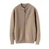 Cardigan de Cashmere Macio Espesso com Zíper Gola Redonda Tricô Liso para Crianças Suéter Base de Cashmere para Bebê