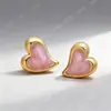 Nuevos Pendientes de Acero Inoxidable, Pendientes de Moda Versátiles de Gama Alta, Pendientes Pequeños Creativos Simples Irregulares de Corazón de Colores