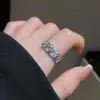 Ins triângulo zircão anel aberto nicho criativo versátil dedo indicador anel elegante luz luxo acessórios de alto sentido