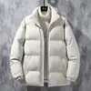 Chaqueta de algodón de color liso con cuello alto para otoño e invierno para estudiantes jóvenes, unisex, engrosada para usar al aire libre, corte holgado, versátil y proporciona calor
