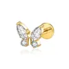 Stud para Hélice de Hueso de Oreja Mariposa de Aleación de Titanio G23 con Rosca Interna Stud para Labio de Titanio F136 Joyería para Piercing F136 Certificado