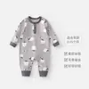 Macacão de Algodão Puro para Bebê Primavera e Outono Roupa para Casa de Bebê com Manga Longa e Roupas para Exterior Roupas de Outono