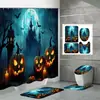 Ventas Directas de Fábrica Amazon Comercio Electrónico Halloween Nuevo Estampado Digital Impermeable Poliéster Cortina de Baño Mampara Cortina de Ducha 2