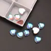 Nova pedra lunar em forma de coração com fundo plano, coração AB convexo iridescente com fundo plano, pedra solta simples com fundo plano disponível em estoque
