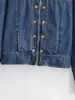 Roupas Femininas Transfronteiriças 2026 Nova Moda Europeia e Americana Versátil Personalizada Jaqueta Jeans com Botões e Alças 6929/073