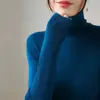 Suéter Básico de Malha Sem Costura de Alta Qualidade Estilo Preguiçoso para Mulheres Outono e Inverno 2025 Top Slim de Gola Alta