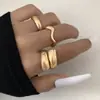 Anillo Exagerado de Aleación Brillante Estilo Europeo y Americano Transfronterizo para Mujer, Set de Anillos Retro con Textura Irregular a la Moda