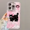 Pulsera Gato Negro de Lunares Adecuada para Apple 16 Funda de Teléfono de Hilo de Plumas con Soporte 15Promax Linda 14 Película para Lente 17