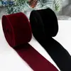 Cinta de Terciopelo Vintage con Borde de Alambre de Hierro, Lazo para Decoración Navideña y de Halloween, Empaque de Cajas de Regalo, Cinta Flockada