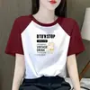 Camiseta Feminina Plus Size Manga Raglan Curta para Comércio Exterior Transfronteiriço, Top Simples Slim-Fit Meia-Manga Retro Americano