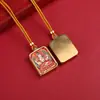 Colar Thangka de Xizang com Oito Santos Protetores Tang Vermelhos, Pingente Thangka Meio Pintado à Mão Dourado, Tara Verde Zhaliram
