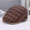 Moda Nova Casual Versátil Confortável Bico de Pato Artístico Retrô Elegante Estilo de Rua Xadrez Decorativo Boné para Frente