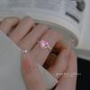 Anel de Zircônia Coração Rosa para Mulheres, Estilo Commuter Moderno e Doce, Anel Aberto de Estrela, Anel para Dedo Indicador Artístico Ins, Tendência