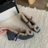 Sapatos Mary Jane Quadrados com Salto Grosso Estilo Francês e Strass para Mulheres, Novos Sapatos de Algodão com Forro de Lã Outono/Inverno 2025