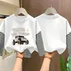 Camiseta de manga larga para niño, imitación dos piezas, algodón puro, nuevo estilo otoño 2026, para niños mayores, top básico para primavera y otoño