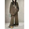 Traje de pantalón ancho de pierna para mujer, de talla grande, informal, elegante, de dos piezas, para otoño e invierno, gordita transfronteriza