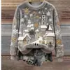 Nueva sudadera de franela para mujer con estampado digital 3D navideño, sitio web independiente transfronterizo Amazon, otoño/invierno 2026