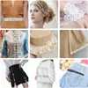 Ropa estilo Chanel Malla Hecha a Mano Perlas Bordadas Red de Encaje Cuentas Tubulares Bolsas de Cadena con Pedrería Cosidas a Mano Accesorios
