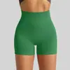 Pantalones cortos de fitness para mujer de tres puntos de cintura alta con efecto de realce de glúteos, de punto sin costuras ajustados, para yoga, correr, deportes