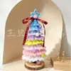 Árbol de Navidad de Palo Retorcible Producto Terminado con Estrella Gradiente Macaron en la Punta y Diseño de Cinta, Regalo de Cumpleaños y Navidad para Niñas