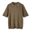 Polo de Punto de Lino Tencel de Fondo Plano de Manga Corta Camiseta de Verano Nueva Americana Casual de Negocios Camiseta de Fondo para Hombre