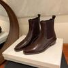 Botas Curtas Estilo Celebridade da Internet para Mulheres, Botas Chelsea Elásticas Versáteis Estilo Britânico, Botas Slim Estilo Coreano para Mulheres, Adequadas para Uso ao Ar Livre