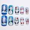 Parche para Uñas Navideño Azul con Muñeco de Nieve Estéreo Estampado Estilo Chino Moda Europea y Americana Venta Caliente Parche para Uñas Postizas