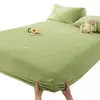 Lençol de Elástico de Veludo de Leite com Lã, Novo Modelo de Inverno, Lençol de Elástico Simples de Cor Sólida Quente, Peça Única, Conjunto de Três Peças de Lençol de Elástico para Dormitório Estudantil