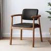Sillón de Madera Maciza Nórdico Sofá Individual Silla de Escritorio para el Hogar Respaldo Cómodo Silla para Ancianos Silla de Mesa de Centro de Ocio para Alojamiento