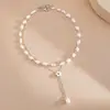 Collares de perlas cruzados europeos y americanos, cadenas para la clavícula minimalistas y de moda, simples y elegantes, accesorios versátiles, al por mayor