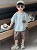 Conjunto de Verano para Niños X247, Conjunto de Dos Piezas Tendencia Estilo Coreano con Camiseta de Manga Corta y Shorts para Niños, Ropa Nueva de Verano para Niños Pequeños