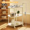 Mesa de Centro Móvil Crema Carrito Dormitorio Sala de Estar Hogar Sofá con Ruedas Apartamento Pequeño Mesa de Noche Estante de Almacenamiento Venta al por Mayor