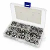 Set de caja transfronterizo de 201 tuercas hexagonales de acero inoxidable con brida, dientes y arandelas, diseñado para prevenir el aflojamiento y el deslizamiento