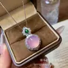 Colgante de Calcedonia Blanco Hielo de Alta Calidad al por Mayor con Incrustación Plateada en Forma de Huevo de Paloma, Cadena para Clavícula de Mujer, Collar de Ágata Jade Verde Imperial