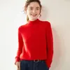 Suéter básico de cachemira de cuello medio para mujer, cachemira pura, engrosado, holgado, adelgazante, suéter de punto base, ropa interior