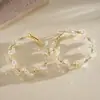 Pendientes de Aro Retorcido con Perlas de Vidrio Europeas y Americanas Transfronterizos, Pendientes de Lujo Ligero de Gama Alta, Pendientes Exquisitos y Versátiles para Mujer