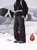 Pantalones de esquí casuales de invierno para hombre con forro polar, engrosados, marca de moda, plisados, corte recto holgado, pierna ancha, pantalones impermeables softshell